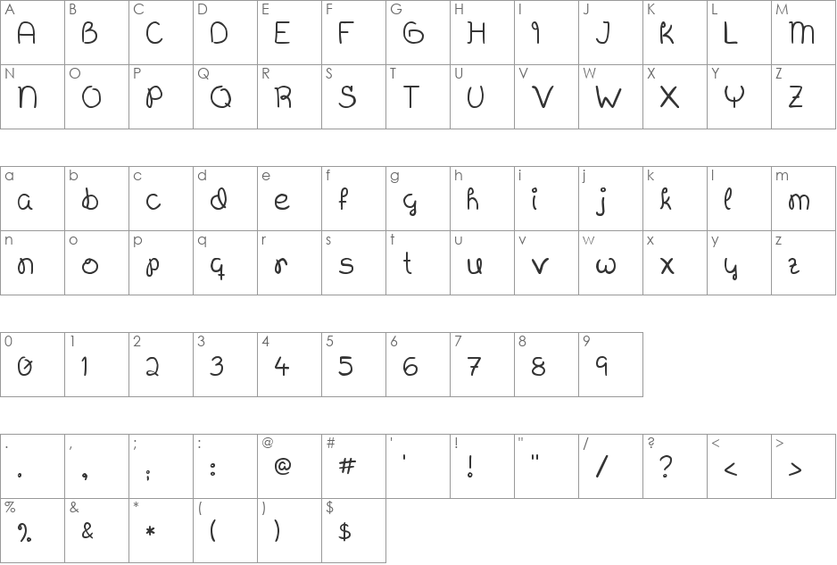 Lewi font character map preview