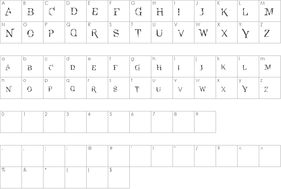 Lexington High font character map preview
