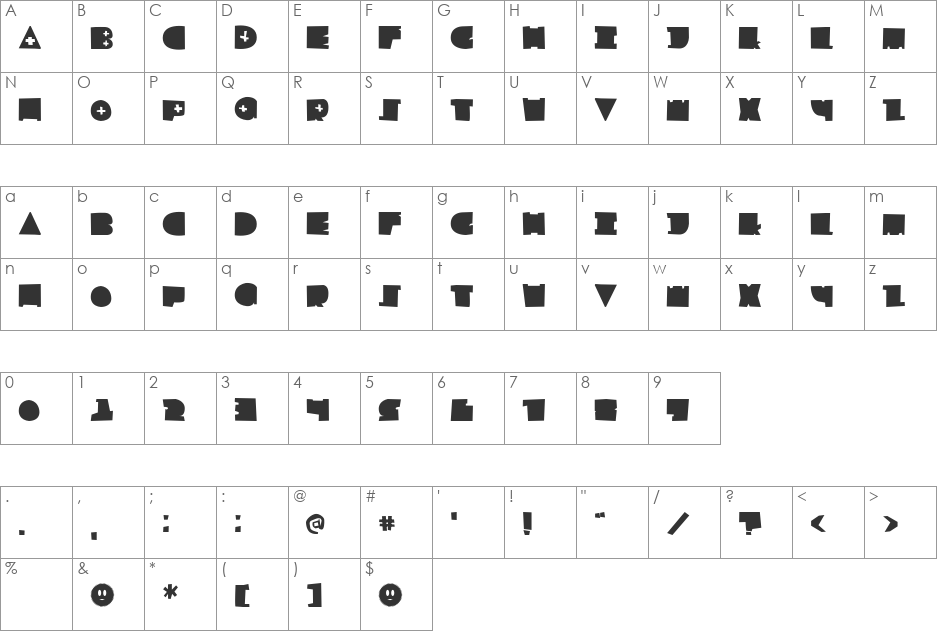 LF Childsplay font character map preview
