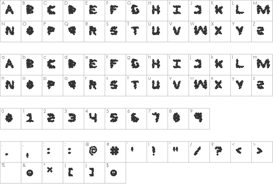 LF Jazzcloud font character map preview