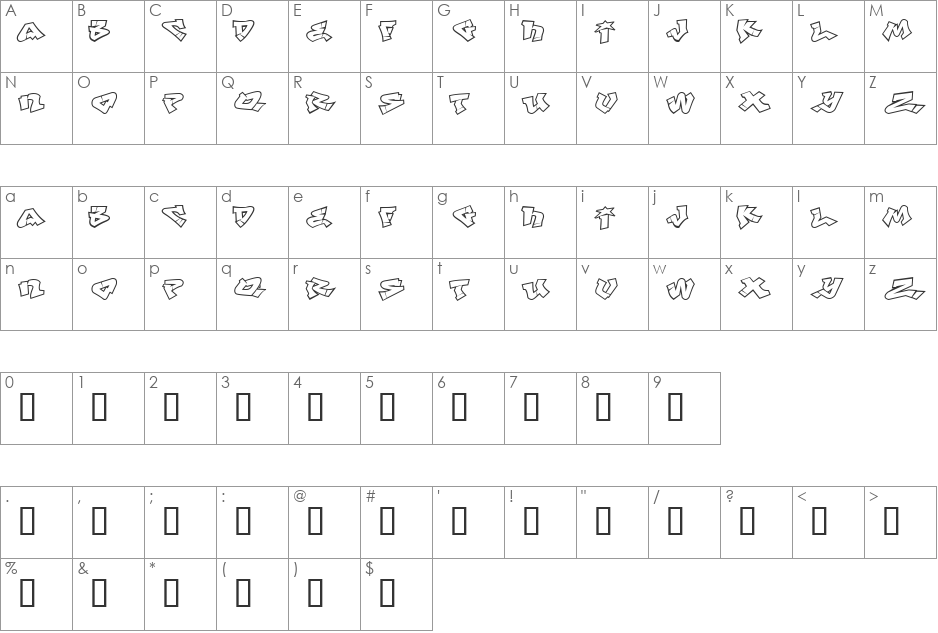 LHF Def Writer | BASE font character map preview