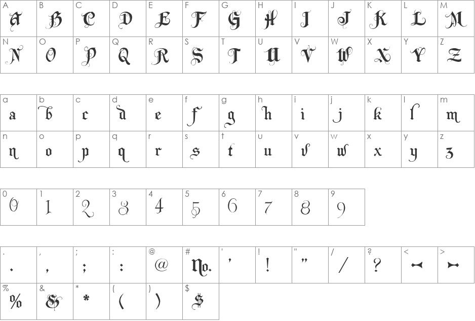 LHFBeckerMonogramEnglish font character map preview
