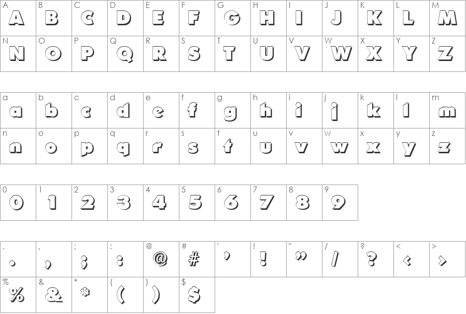 LiamBeckerShadow-Heavy font character map preview