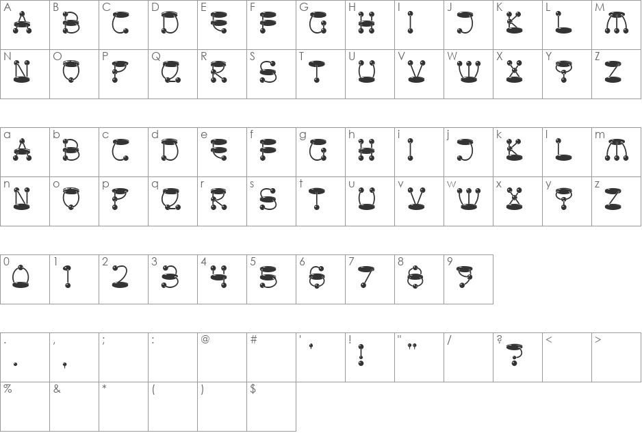 atomic picnic font character map preview