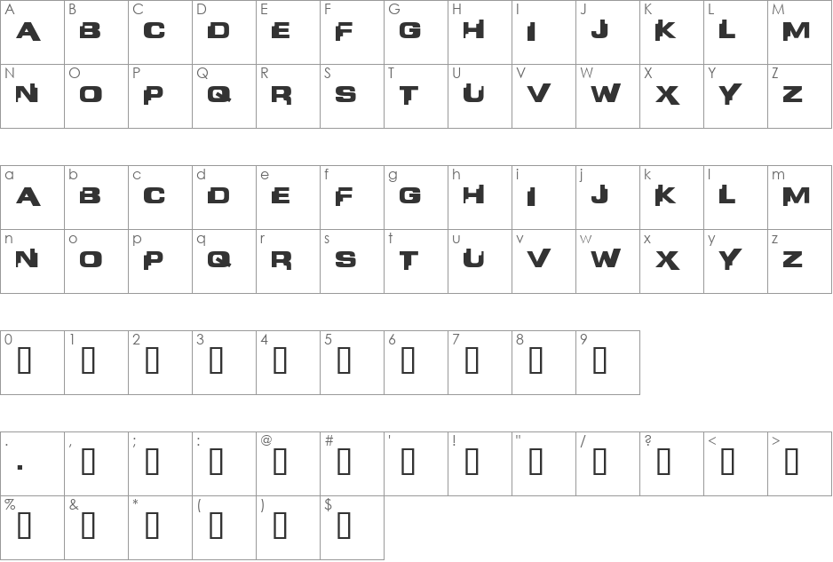 Liandri font character map preview