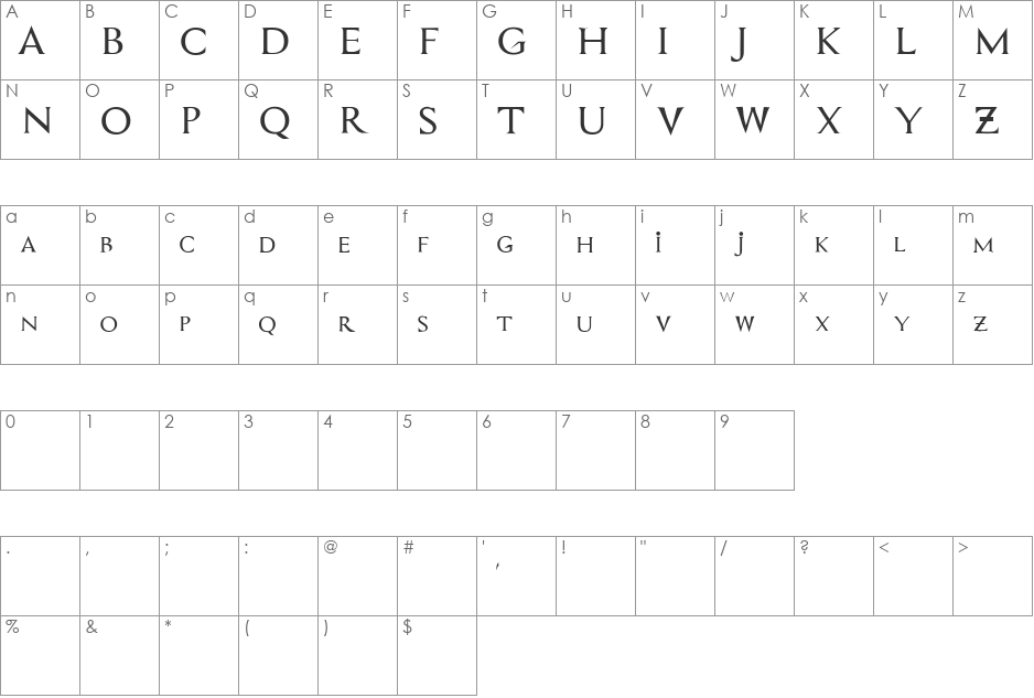 lia_aprilia font character map preview