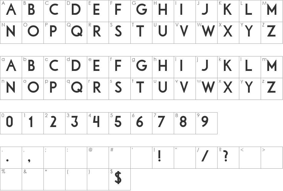 Libby font character map preview