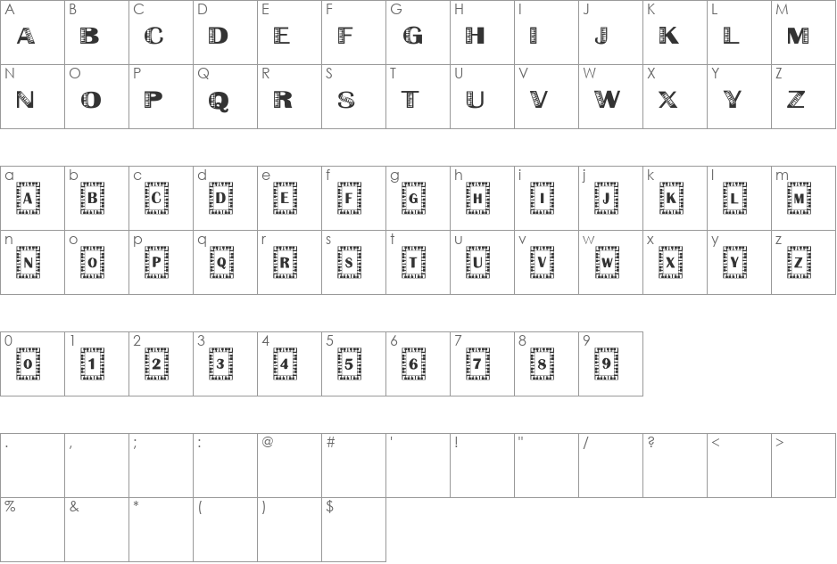 Liberace font character map preview