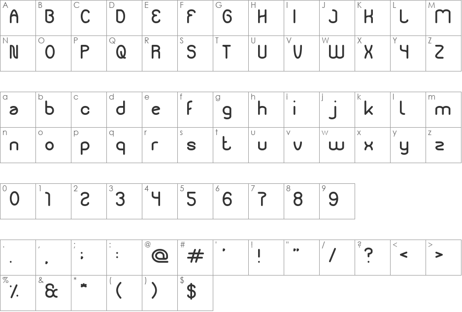 Liberate font character map preview