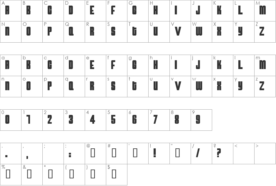 AtomicBomb font character map preview