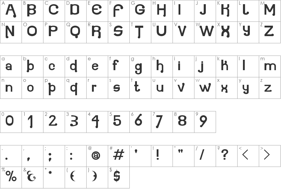 Atomium font character map preview