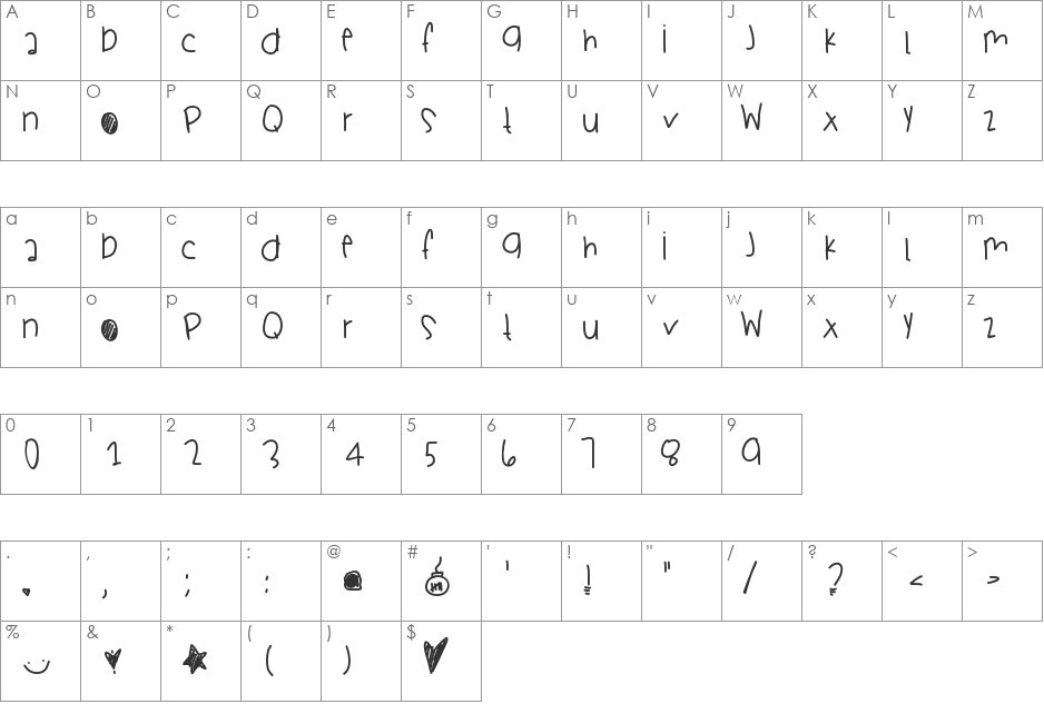 LibertySails font character map preview
