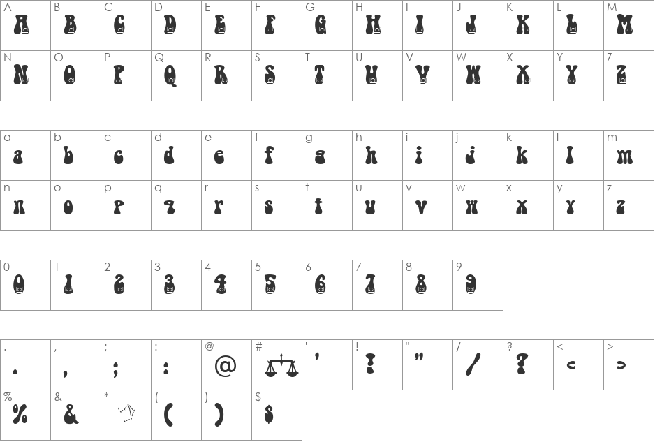 Libra Becker font character map preview