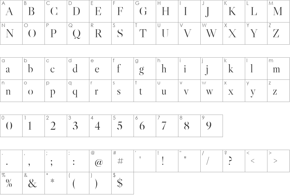 Libre Caslon Display font character map preview