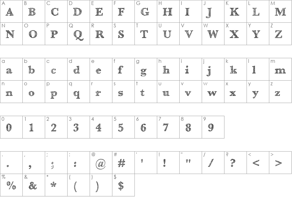 Libro font character map preview