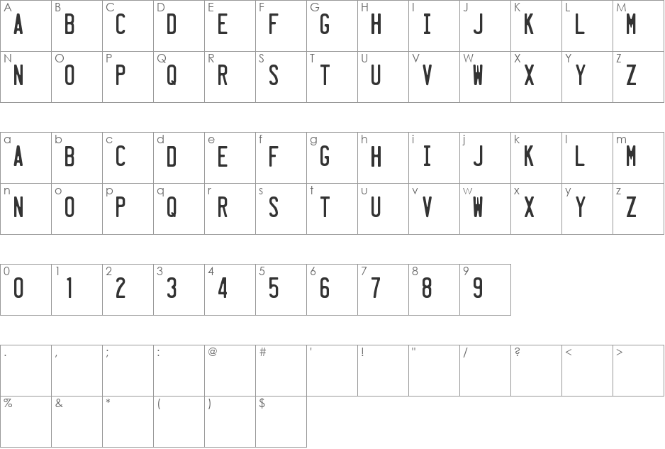 License Plate font character map preview