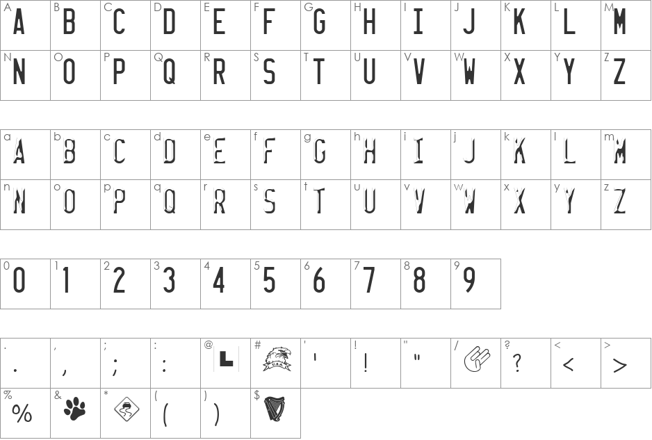 LICENSE PLATE USA font character map preview