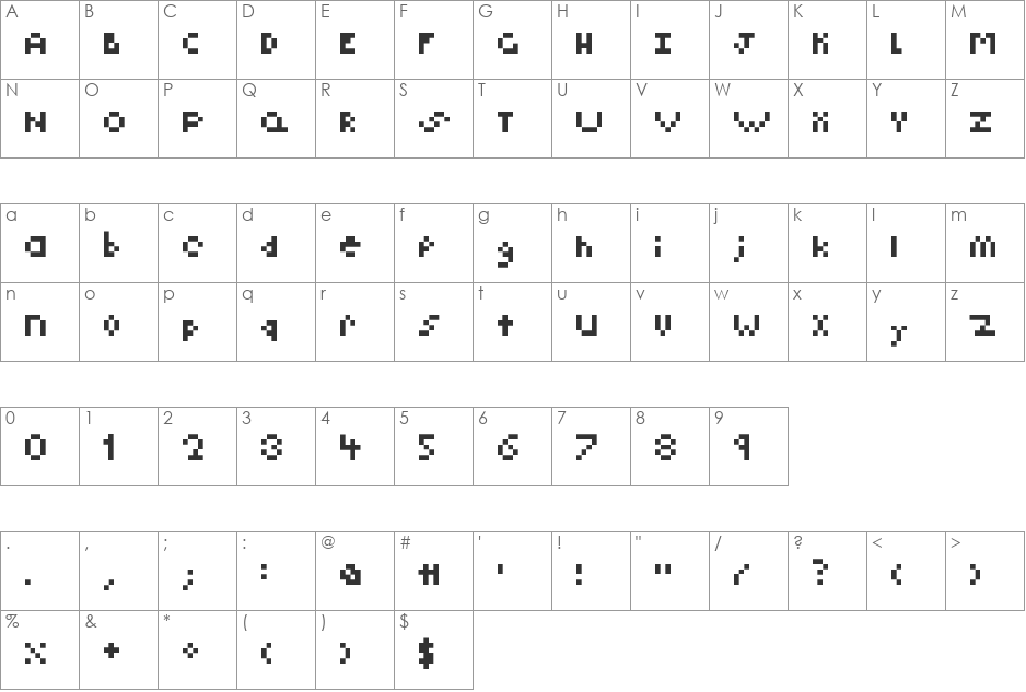 License to Pixel Standard font character map preview