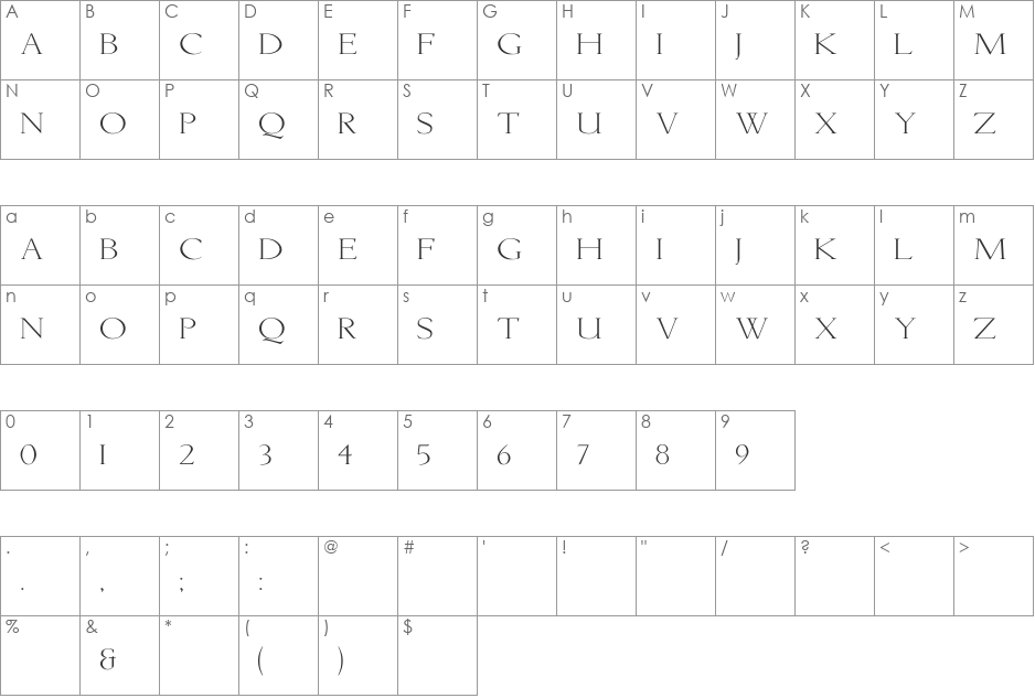 Lichtner Wd font character map preview