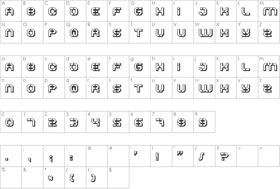 ATRON font character map preview