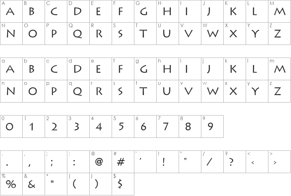 Liddie font character map preview