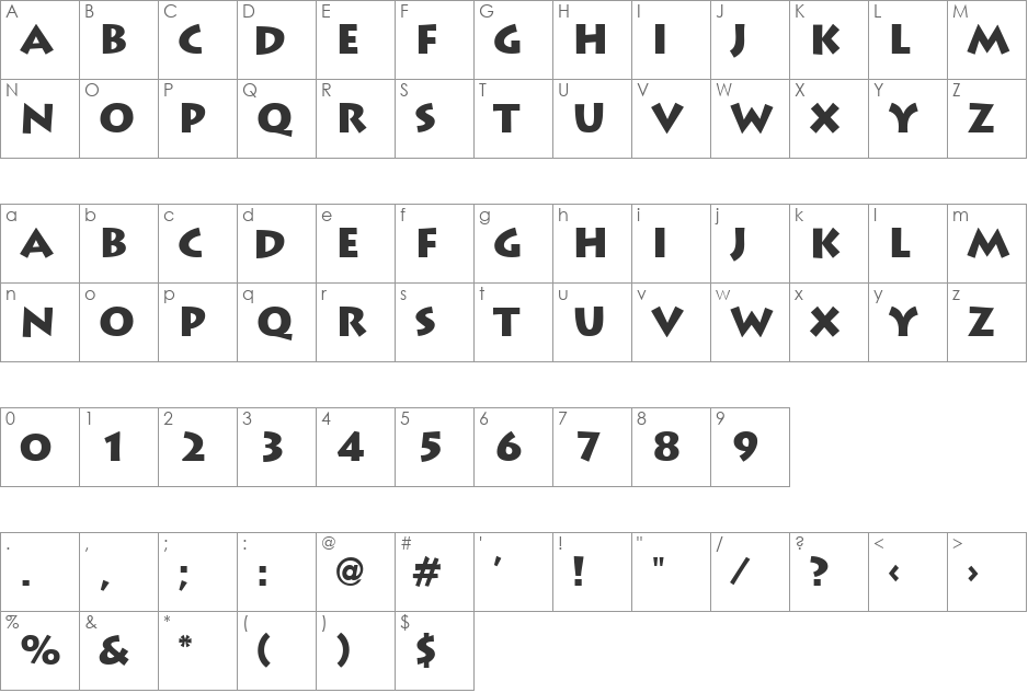 LiddieBlack font character map preview