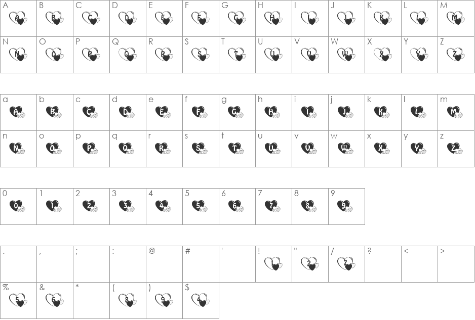 Lieb Mtterlein font character map preview