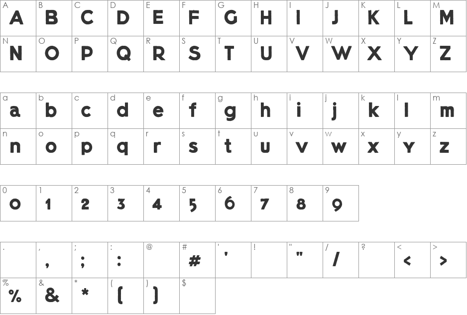 Lietz Block Demo font character map preview