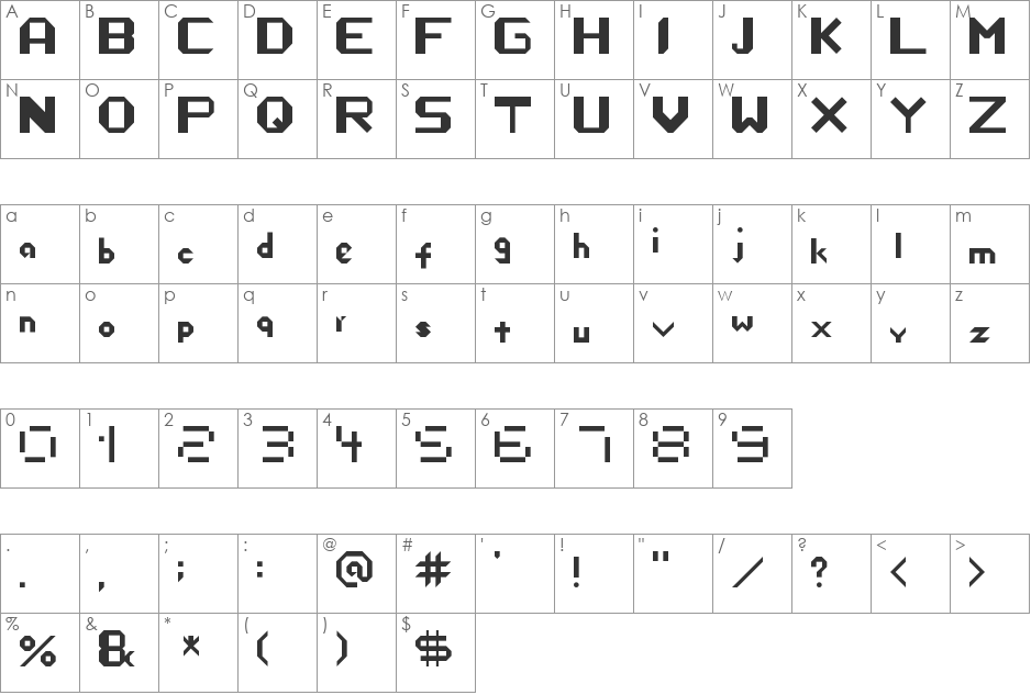 Life Research font character map preview