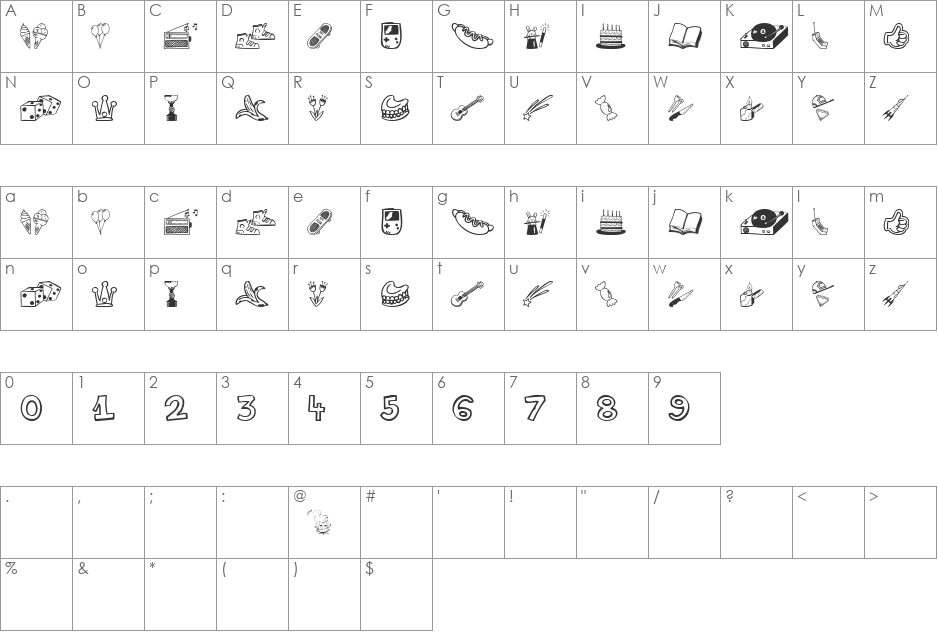 Life Style Memory font character map preview