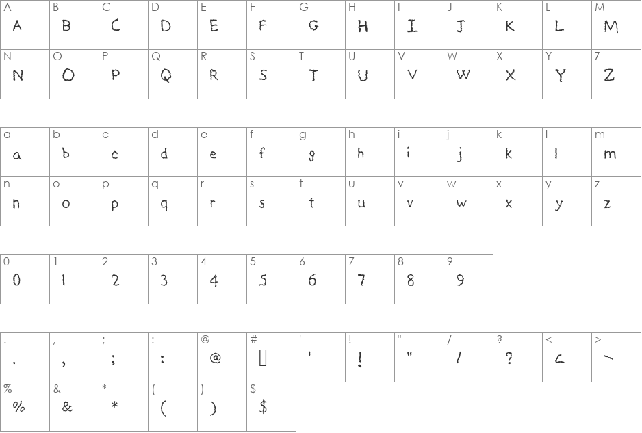Life With Kids font character map preview