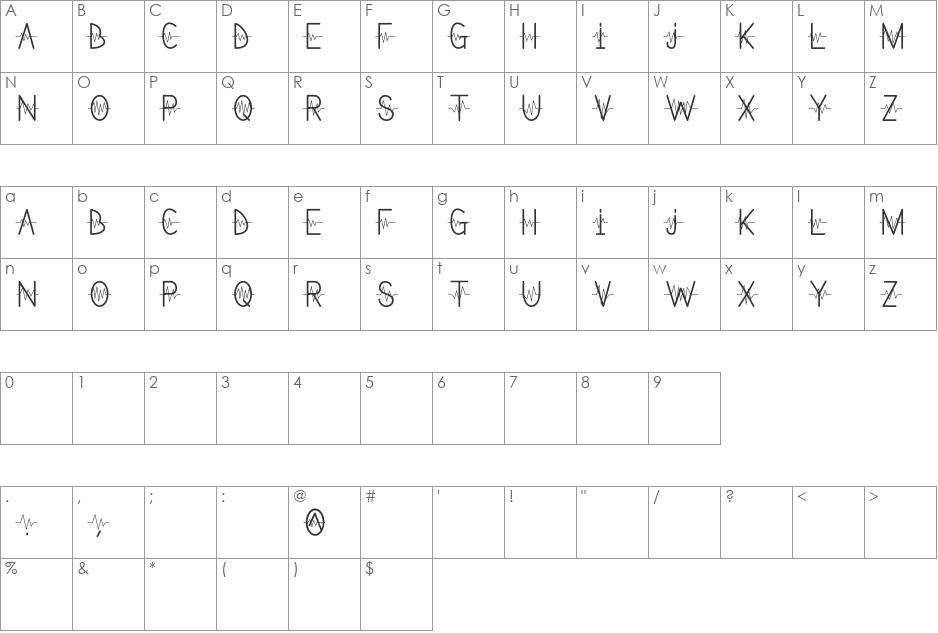 Lifeline font character map preview