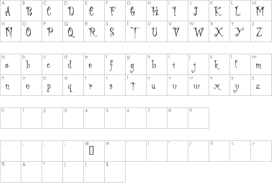 Ligeia Demo font character map preview