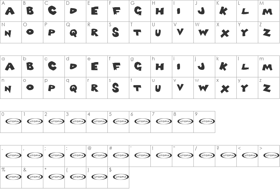 Light font character map preview