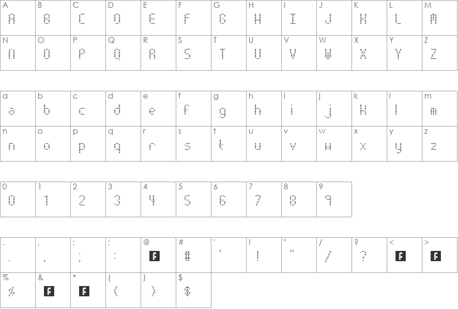Light Bar Font font character map preview