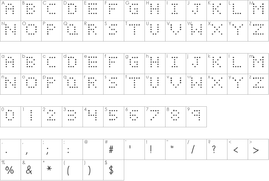 LIGHT EMITTING DIODES font character map preview