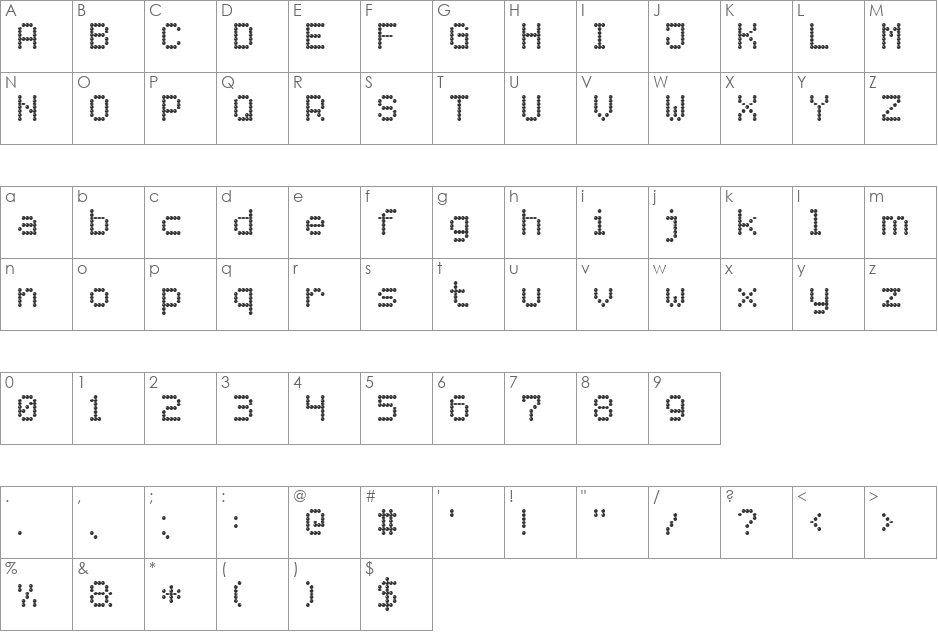 Light LED Board-7 font character map preview