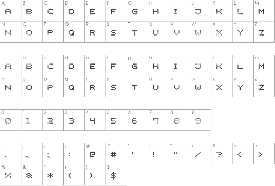 Light LED Display-7 font character map preview