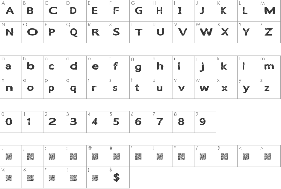 LightBreak font character map preview