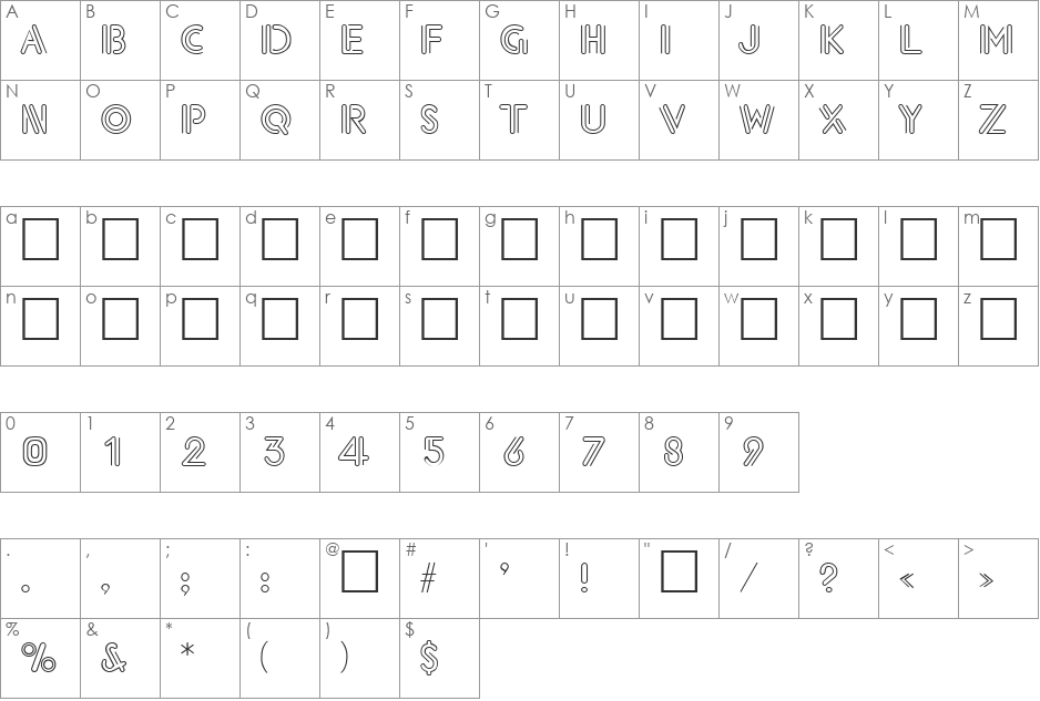 Lightbrigade font character map preview