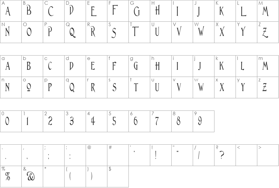 Lightfoot Narrow font character map preview