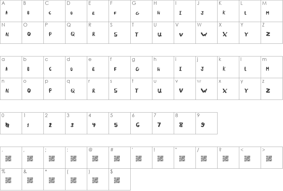 LightFuze font character map preview