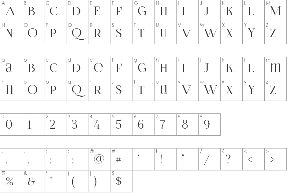 Lighthaus font character map preview
