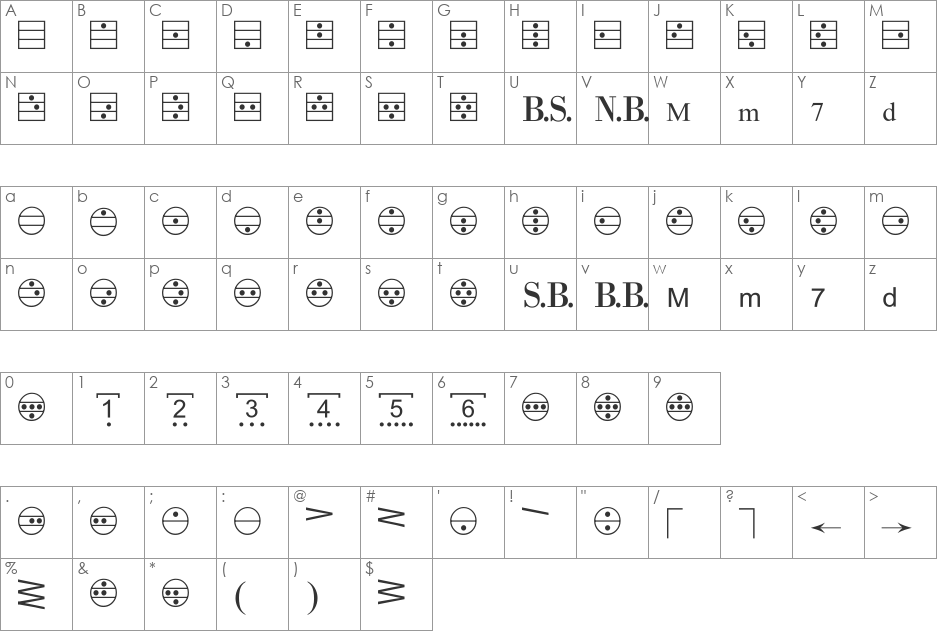 Accordion font character map preview