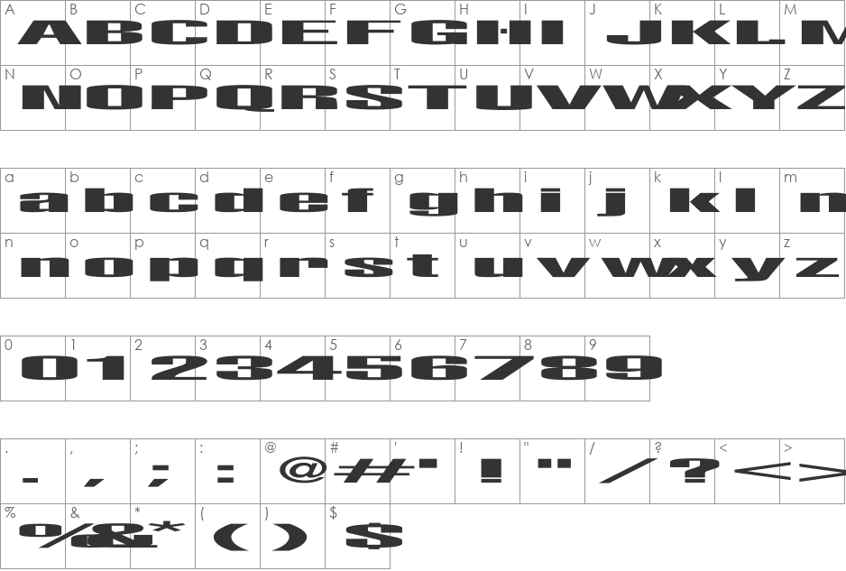 LightsOut Ex font character map preview