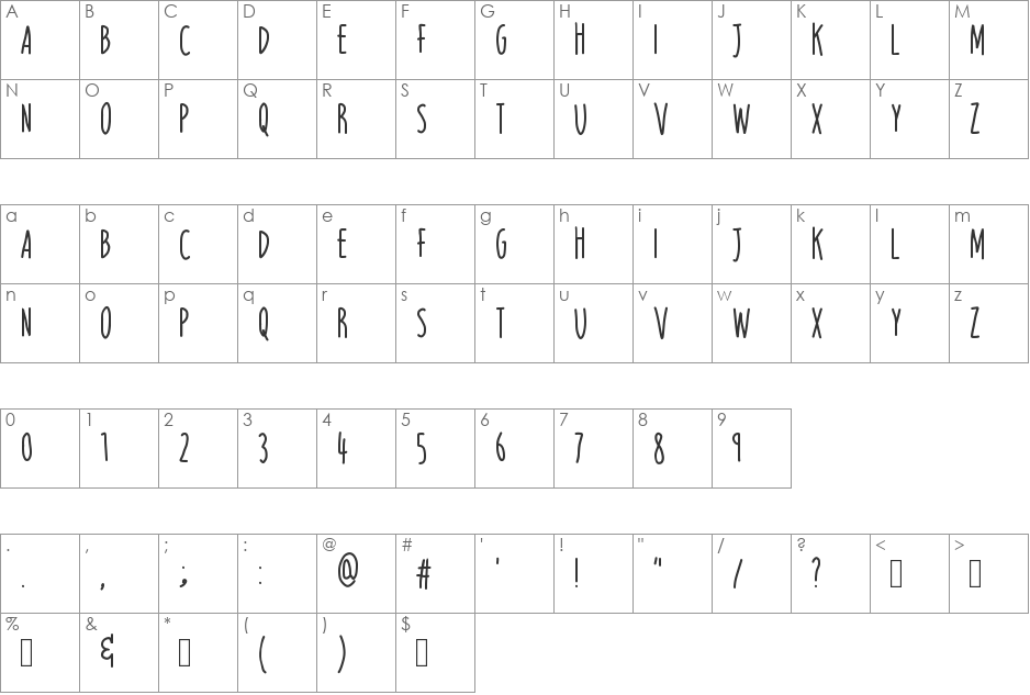 LIGHTWEIGHT SERIF font character map preview
