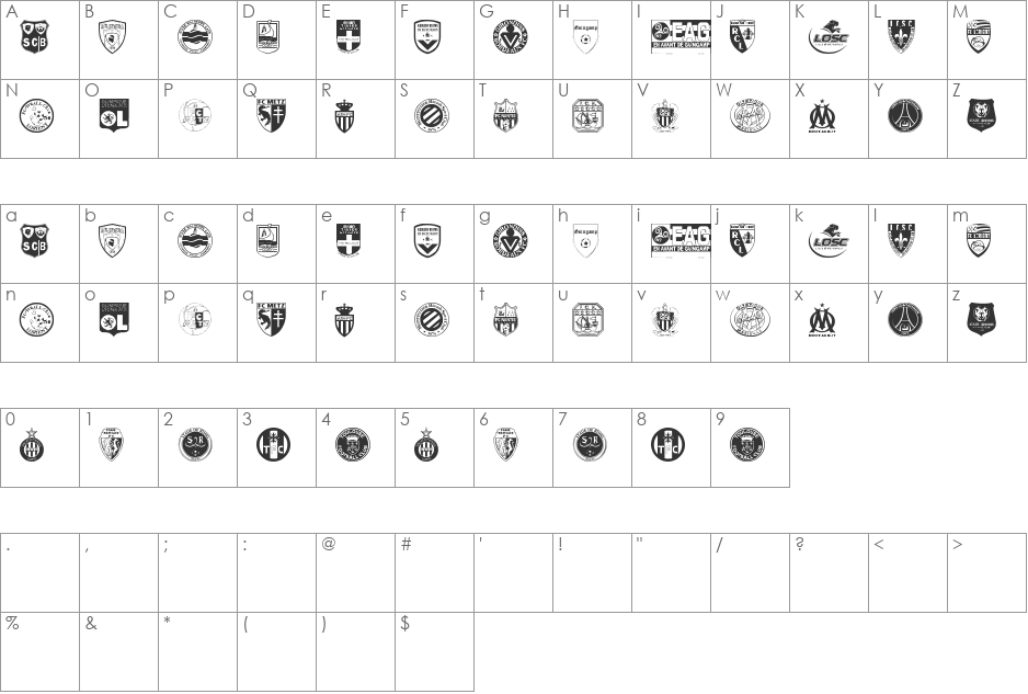 Ligue 1 font character map preview