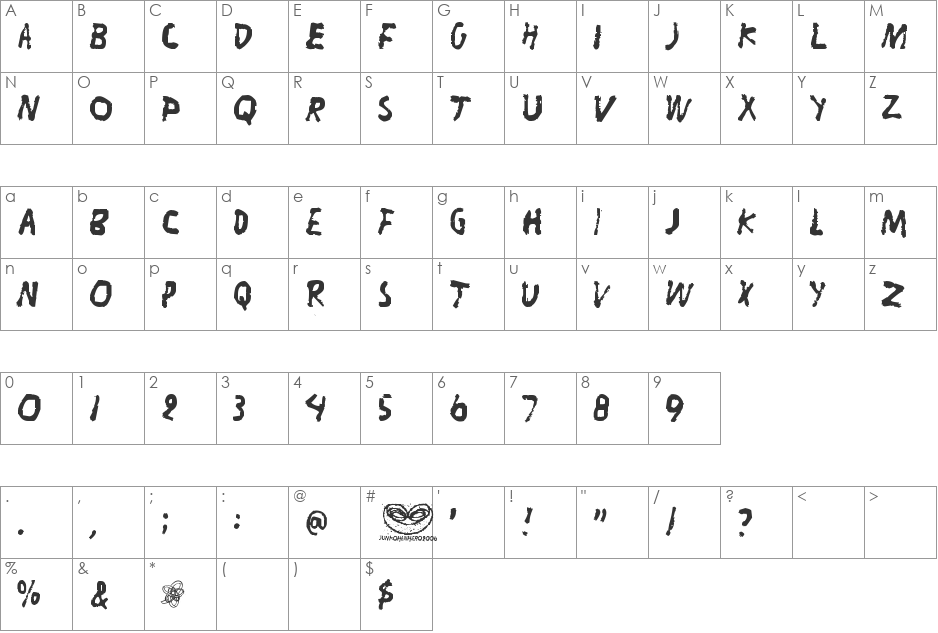 Liitu font character map preview