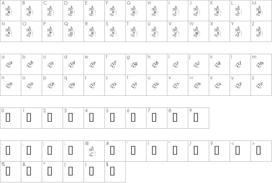 Lil Mices _KG font character map preview