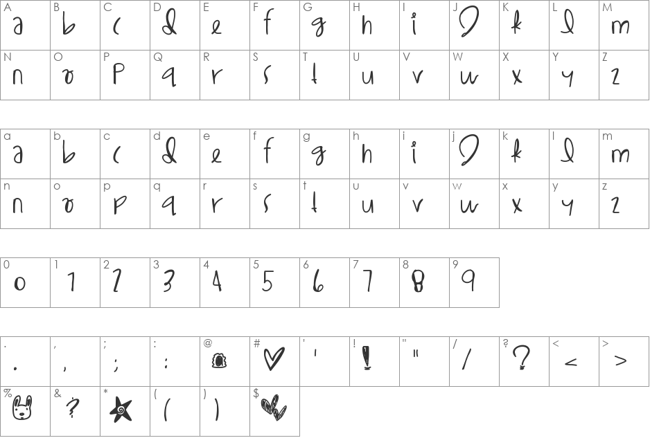 LilEgypt font character map preview